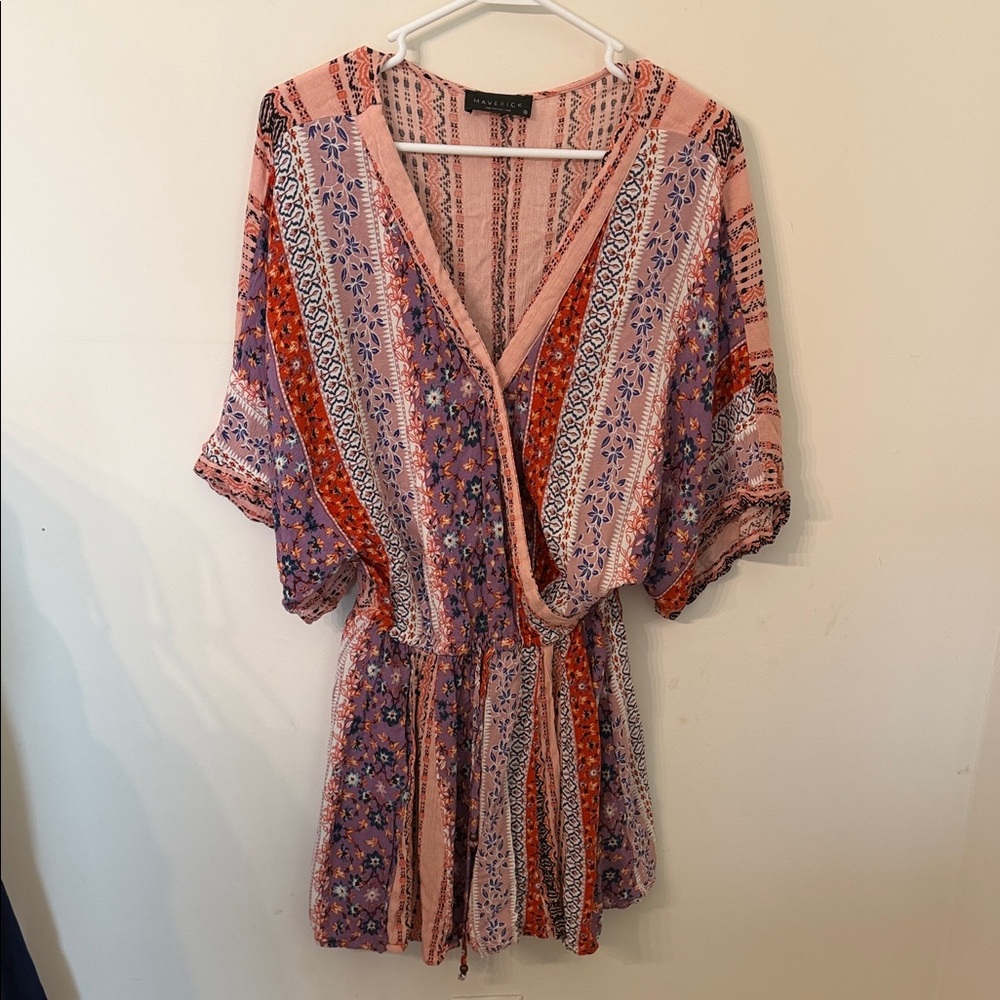 Maverick Pink Purple Orange Patterned Romper size S